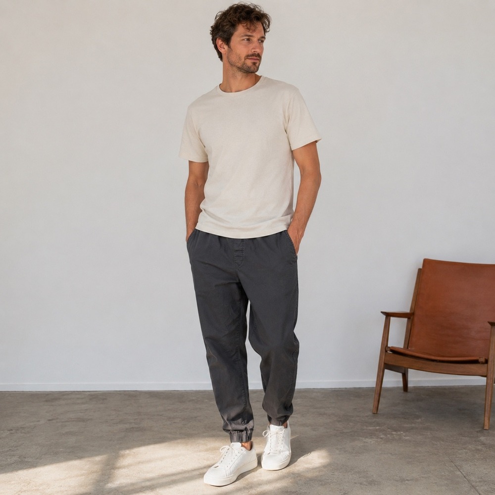 Uniqlo Jogger Pants Mens L Gray Casual Stretch Minimalist Streetwear Activewear